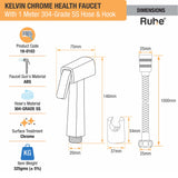 Kelvin Chrome Health Faucet with 1 Meter 304-Grade SS Hose & Hook