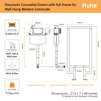 Pneumatic Concealed Cistern for Wall-Hung Commode (Full Frame)
