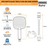Apex Multiflow Hand Shower with 304-grade SS Hose & Hook
