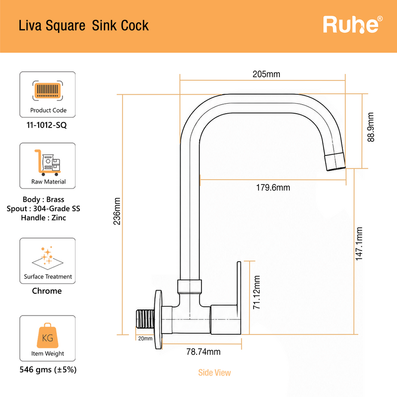 Liva Square Sink Cock