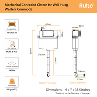 Mechanical Concealed Cistern for Wall-Hung Commode (Tank Only)