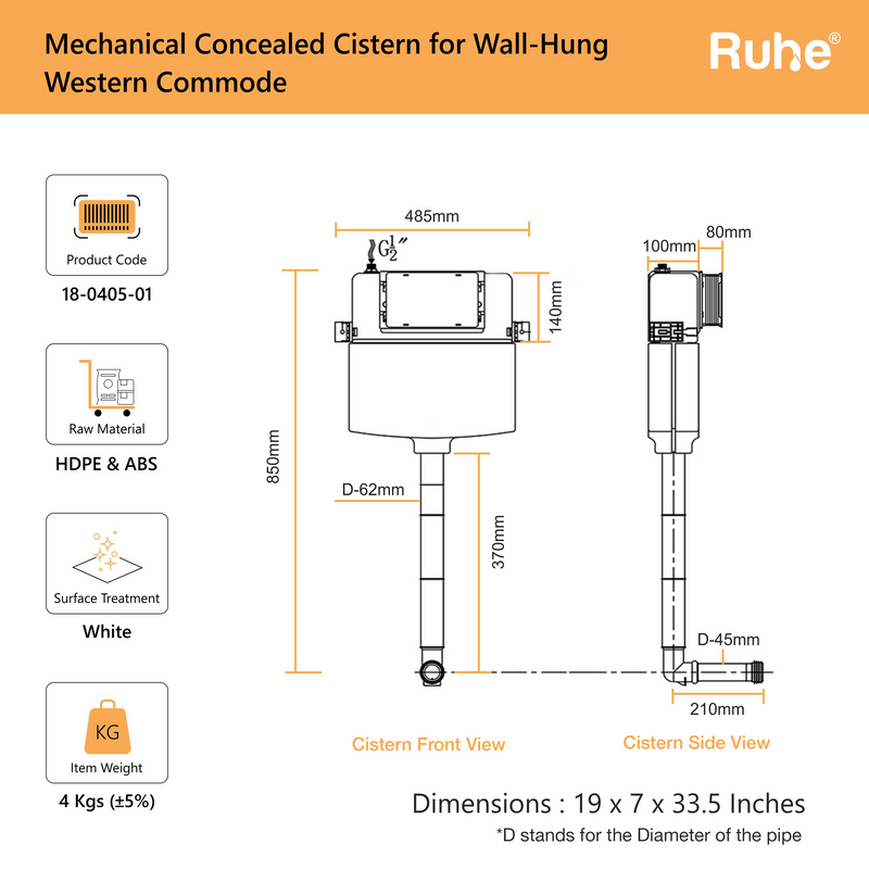 Mechanical Concealed Cistern for Western Commode