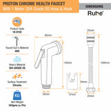 Proton Chrome Health Faucet with 1 Meter 304-Grade SS Hose & Hook