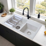 Crystal White Quartz Double Bowl Kitchen Sink (31 x 18 x 9 inches) - by Ruhe