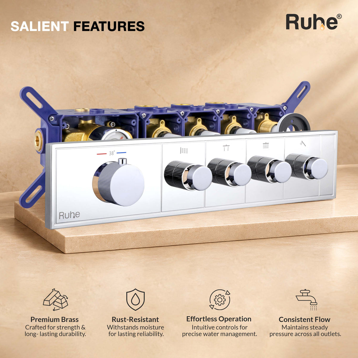 Aurora 4-Function Thermostatic Diverter