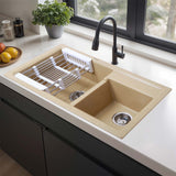 Sand Choco Quartz Double Bowl Kitchen Sink (31 x 18 x 9 inches) - by Ruhe