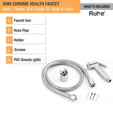 OHM Chrome Health Faucet with 1 Meter 304-Grade SS Hose & Hook