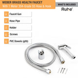 Weber Brass Health Faucet with  1 Meter 304-Grade SS Hose & Hook