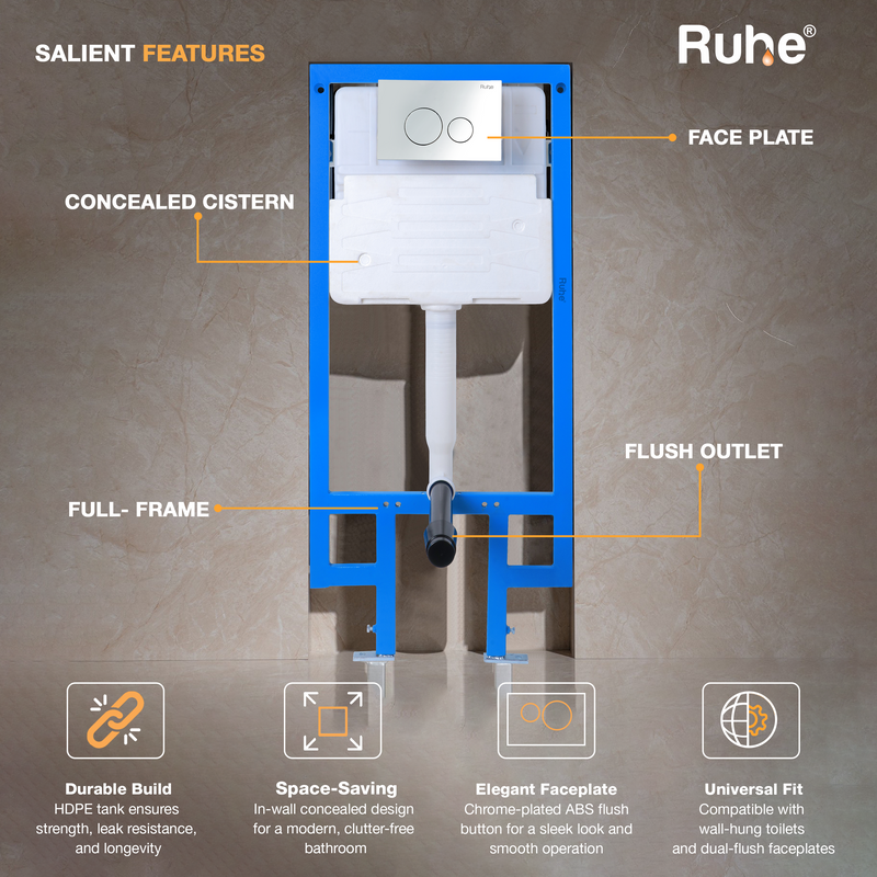Pneumatic Concealed Cistern for Western Commode with Full Frame