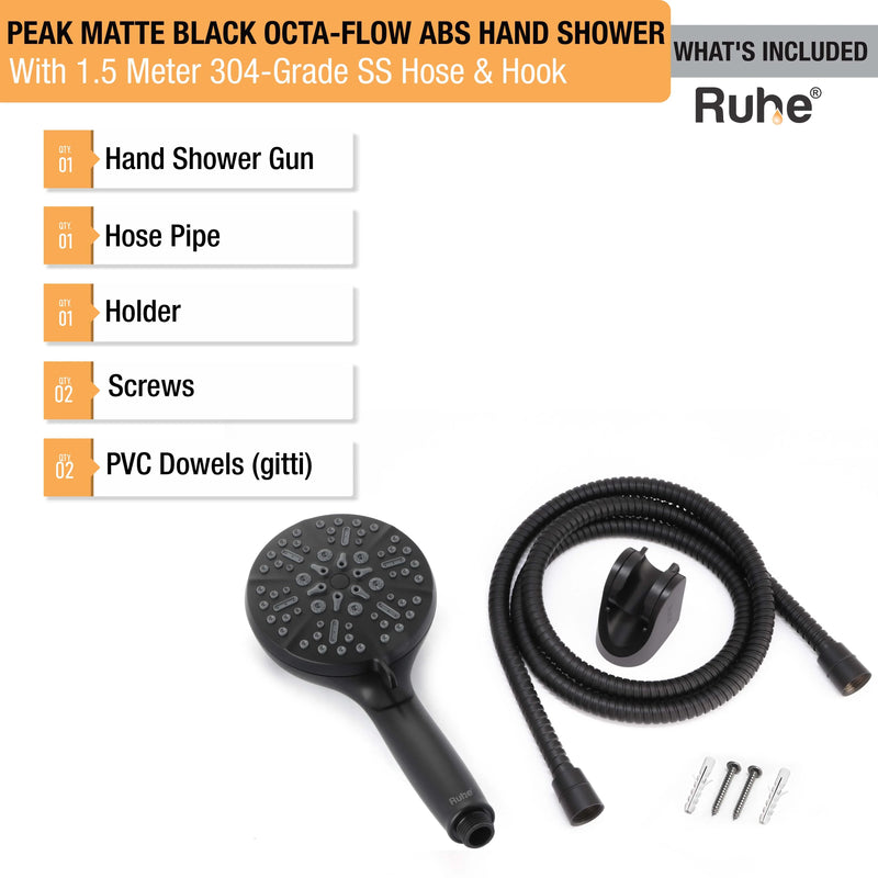 Peak Multiflow Hand Shower with 304-grade SS Hose & Hook