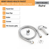 Henry Brass Health Faucet with 1 Meter 304-Grade SS Hose & Hook