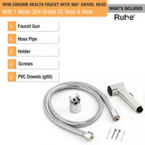 Spin Chrome Health Faucet with 360 ° Swivel Head and 1 Meter 304-Grade SS Hose & Hook