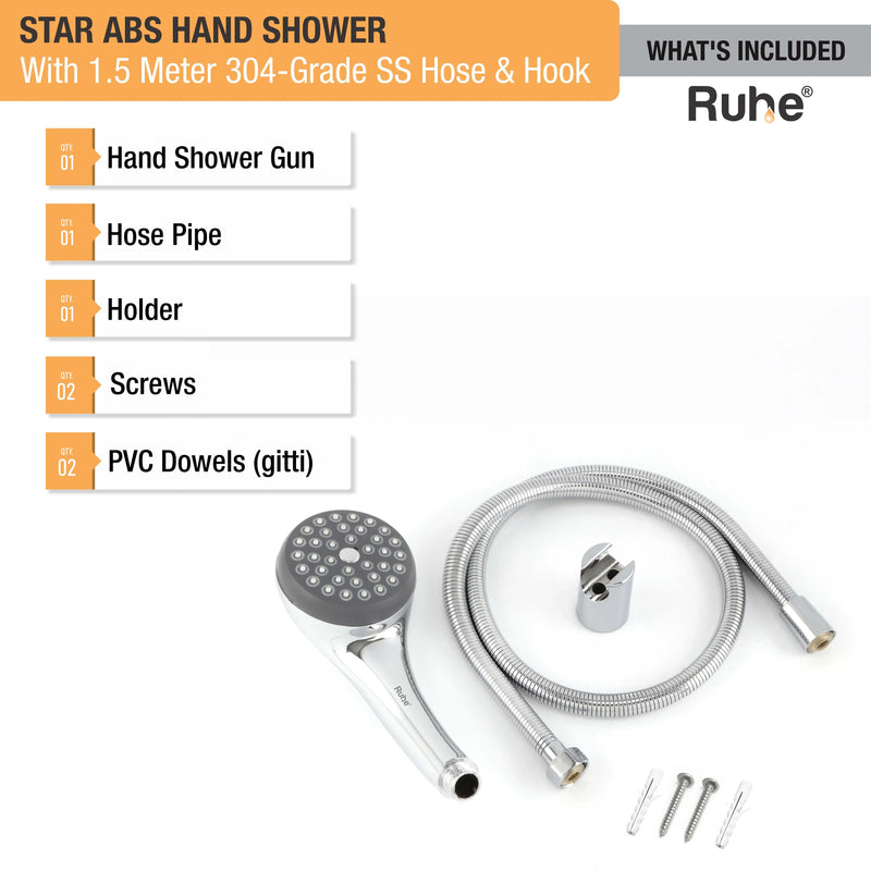 Star ABS Hand Shower with 304-grade SS Hose & Hook