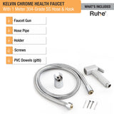 Kelvin Chrome Health Faucet with 1 Meter 304-Grade SS Hose & Hook