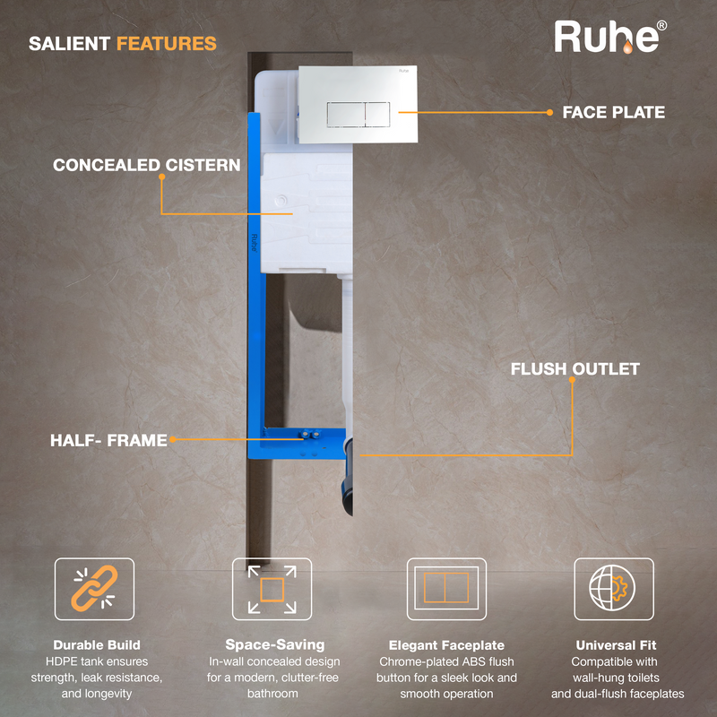 Mechanical Concealed Cistern for Western Commode with Half Frame