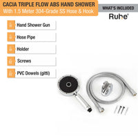 Cacia ABS Multi Flow Hand Shower with 304-Grade Shower Tube & Hook – Chrome