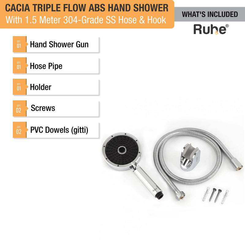 Cacia Multiflow Hand Shower with 304-grade SS Hose & Hook