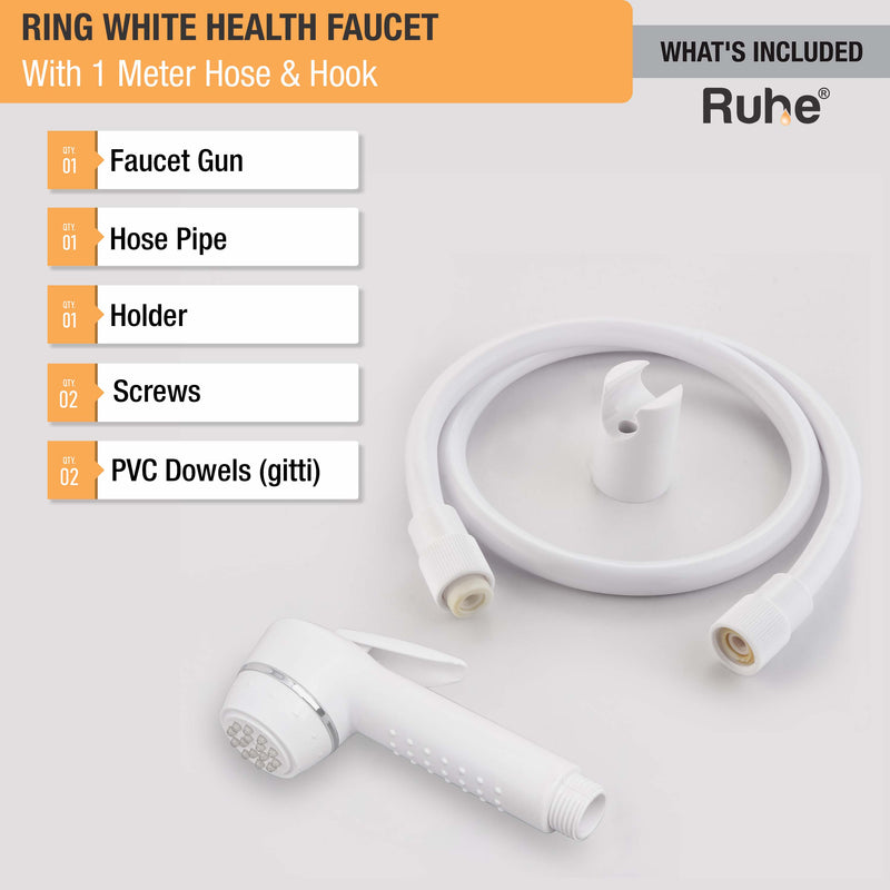 Ring White Health Faucet with Hose & Hook