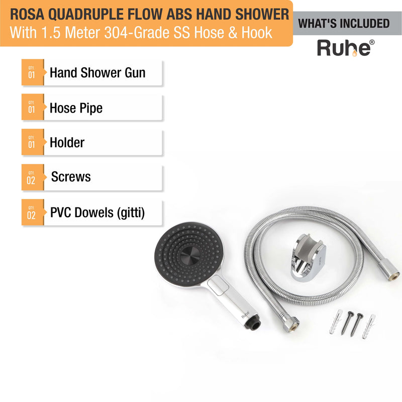 Rosa Multiflow Hand Shower with 304-grade SS Hose & Hook