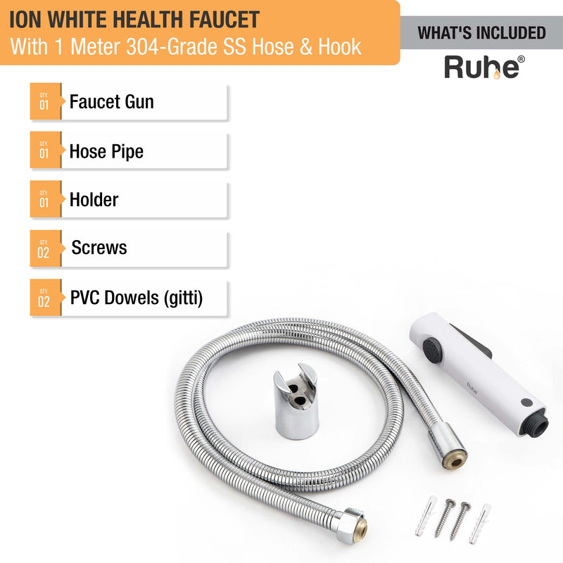 Ion White Health Faucet with 304-Grade SS Hose & Hook