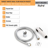 Target White Health Faucet with Dual Flow and 1.5 Meter 304-Grade SS Hose & Hook