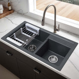 Smoke Grey Quartz Double Bowl Kitchen Sink (31 x 18 x 9 inches) - by Ruhe