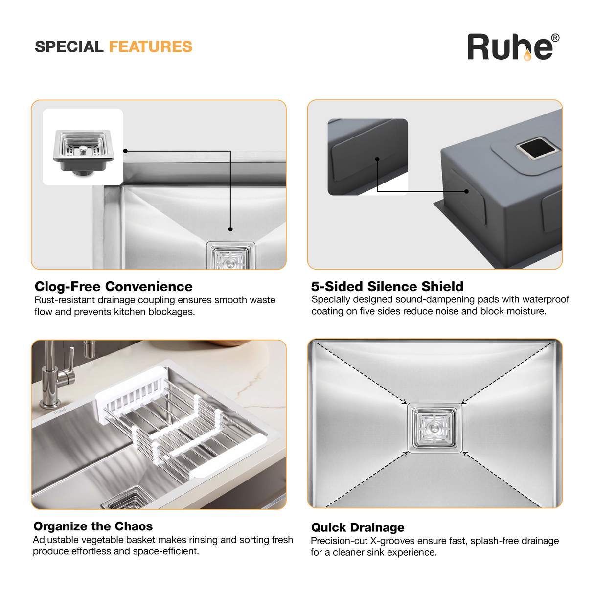 Handmade Single Bowl Kitchen Sink (24 x 18 x 10 Inches)