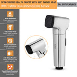 Spin Chrome Health Faucet with 360 ° Swivel Head and 1 Meter 304-Grade SS Hose & Hook
