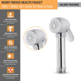 Henry Brass Health Faucet with 1 Meter 304-Grade SS Hose & Hook