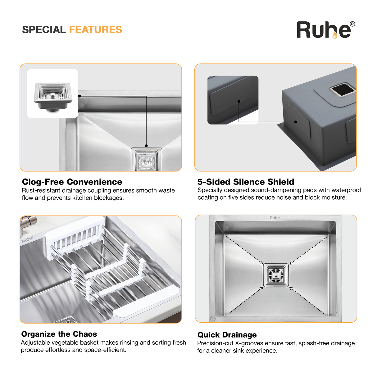 Handmade Single Bowl Kitchen Sink (21 x 18 x 10 Inches)
