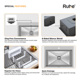 Handmade Single Bowl with Tap Hole Kitchen Sink (24 x 18 x 10 Inches) Features