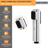 Target Chrome Health Faucet with Dual Flow and 1 Meter 304-Grade SS Hose & Hook