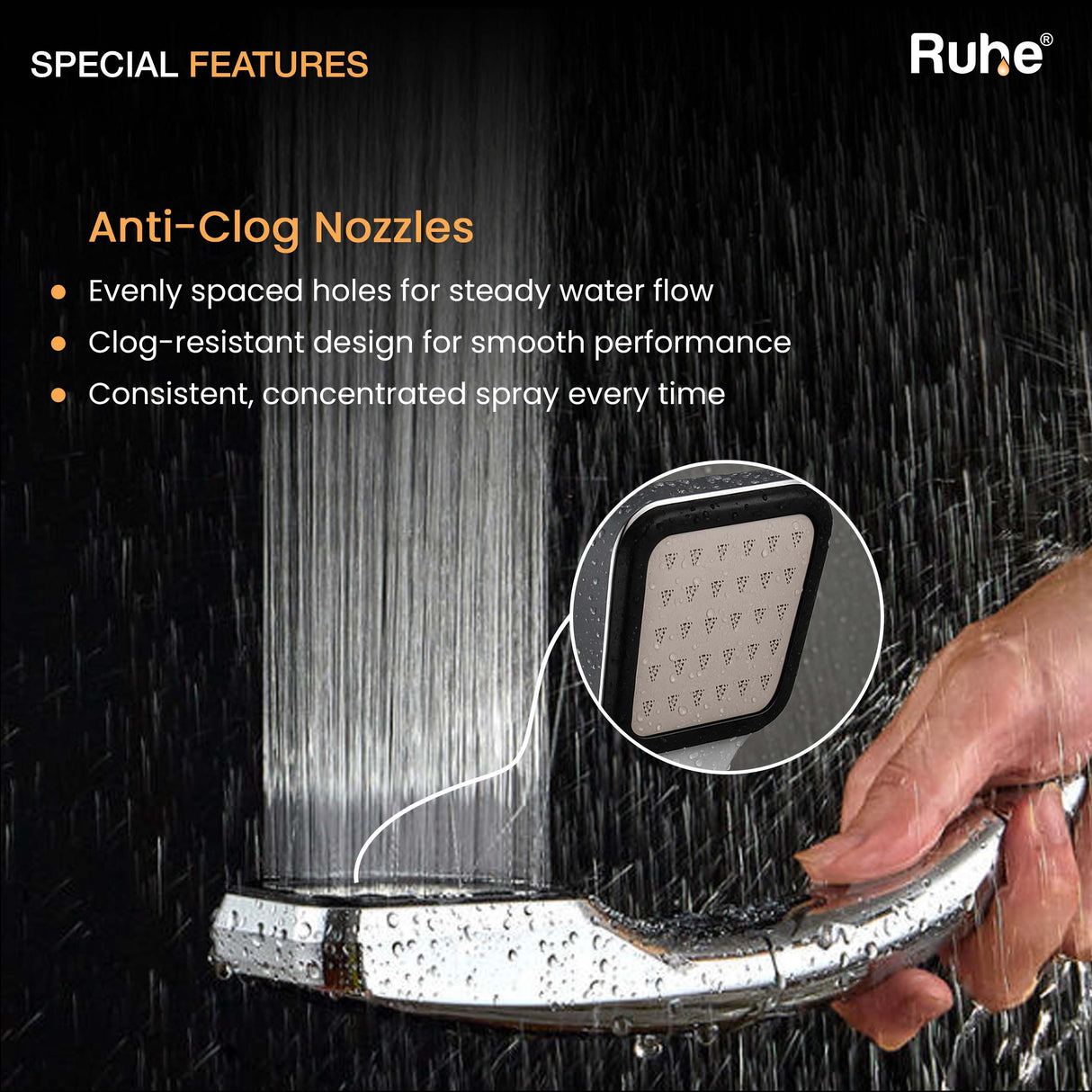 Mist Hand Shower with 304-grade SS Hose & Hook