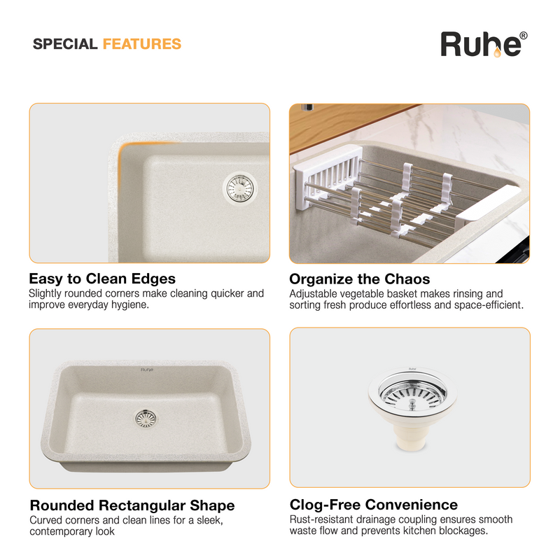 Quartz Single Bowl Matte Grey Kitchen Sink (31 x 19 x 9 Inches)