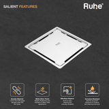 Diamond Square Flat Cut 304-Grade Floor Drain (5 x 5 Inches) - by Ruhe