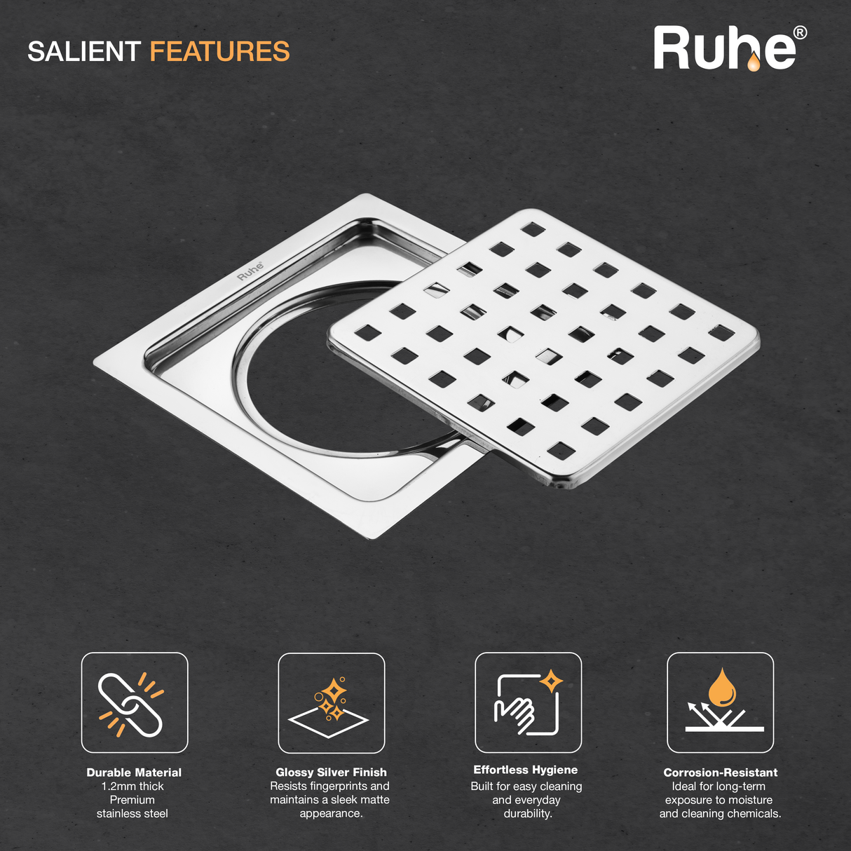 Check Square Flat Cut Floor Drain