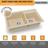 Sand Choco Quartz Double Bowl Kitchen Sink (31 x 18 x 9 inches) - by Ruhe