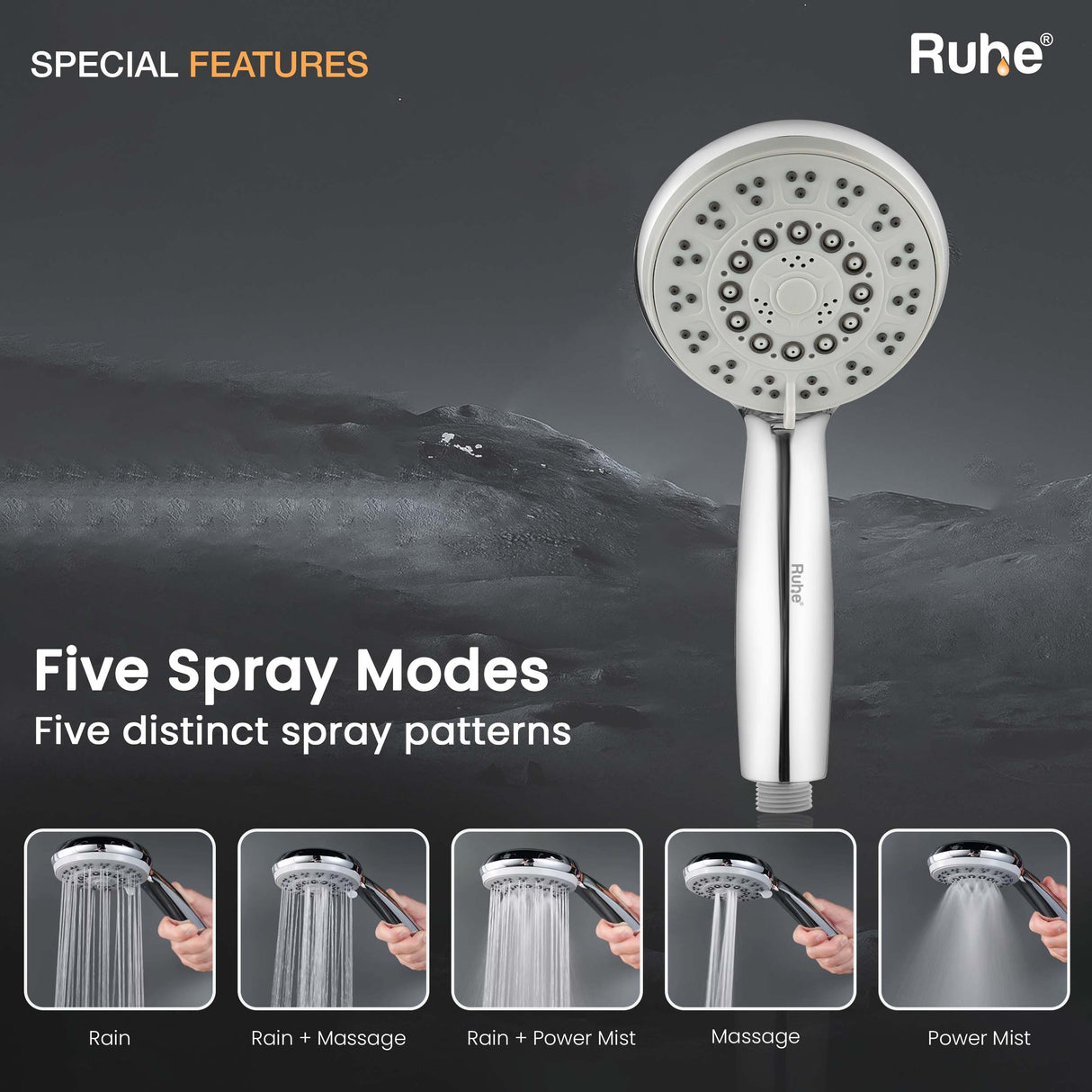 Sigma Multiflow Hand Shower with 304-grade SS Hose & Hook