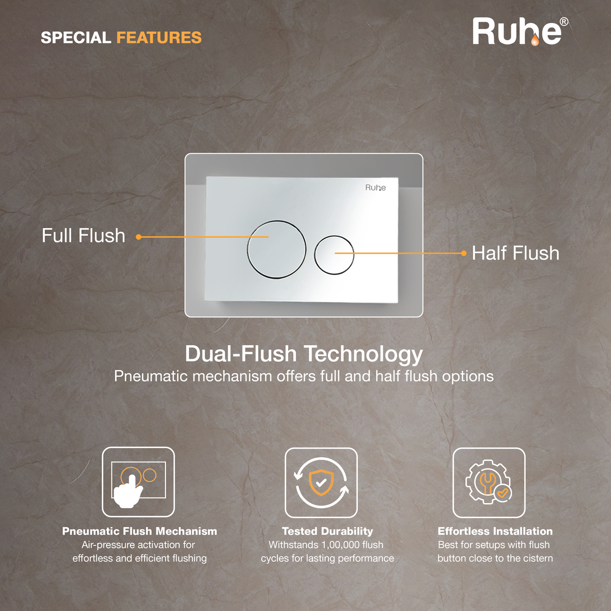 Pneumatic Concealed Cistern for Wall-Hung Commode (Full Frame)