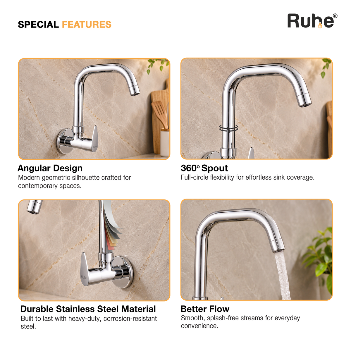 Liva Square Brass Sink Tap
