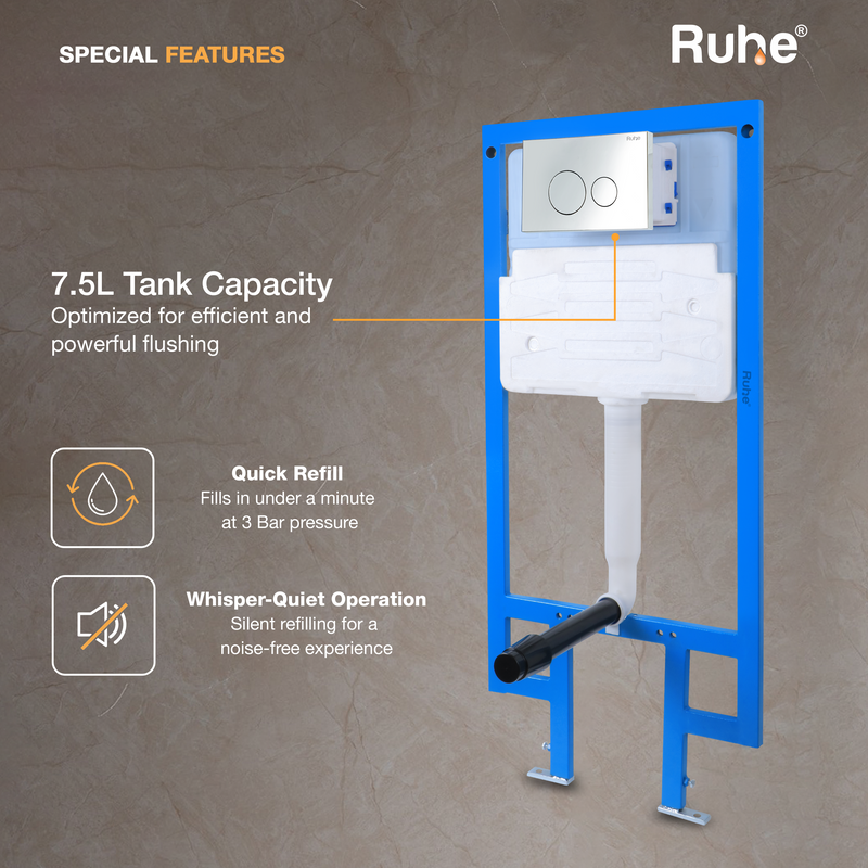 Pneumatic Concealed Cistern for Western Commode with Full Frame
