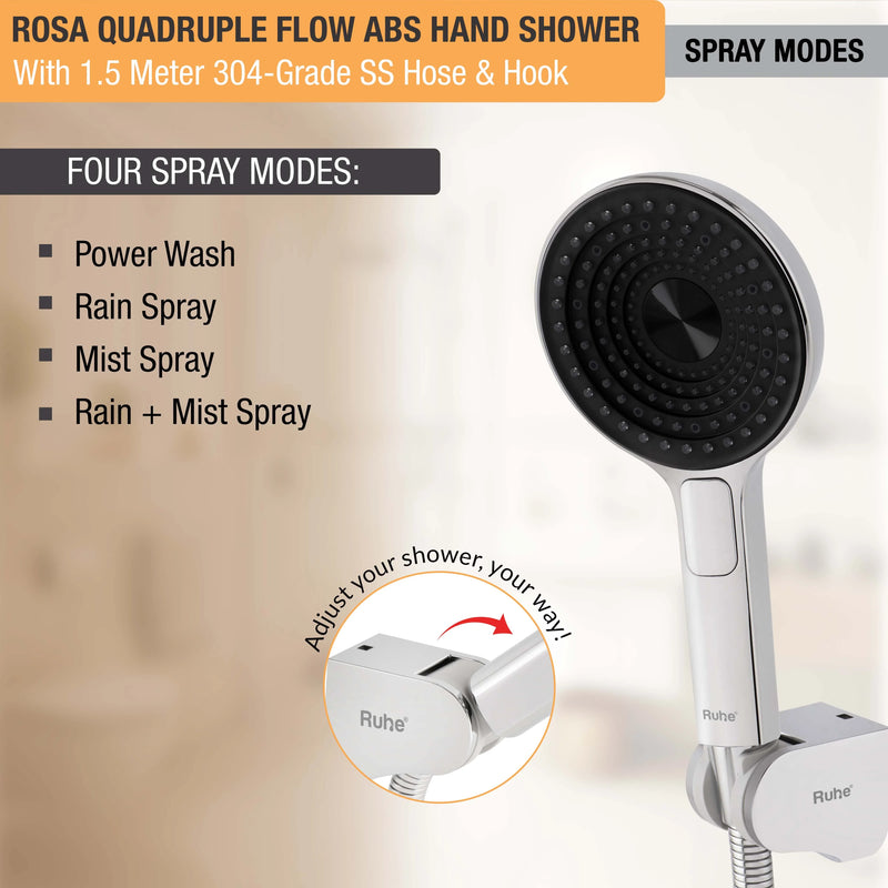 Rosa Multiflow Hand Shower with 304-grade SS Hose & Hook