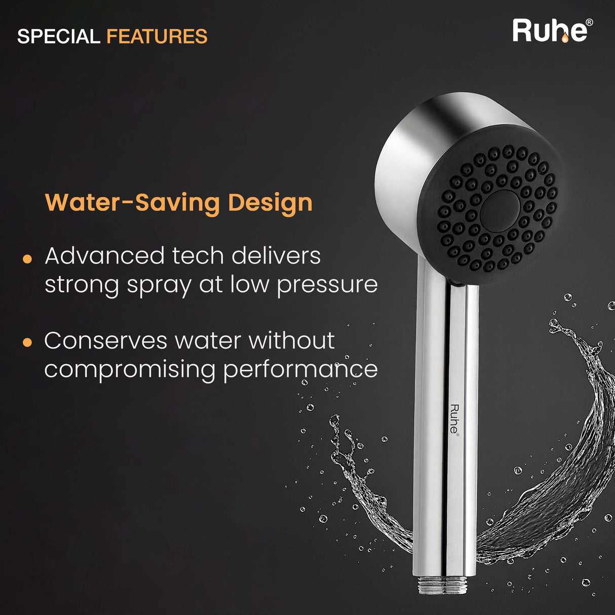 Volt Hand Shower with 304-grade SS Hose & Hook