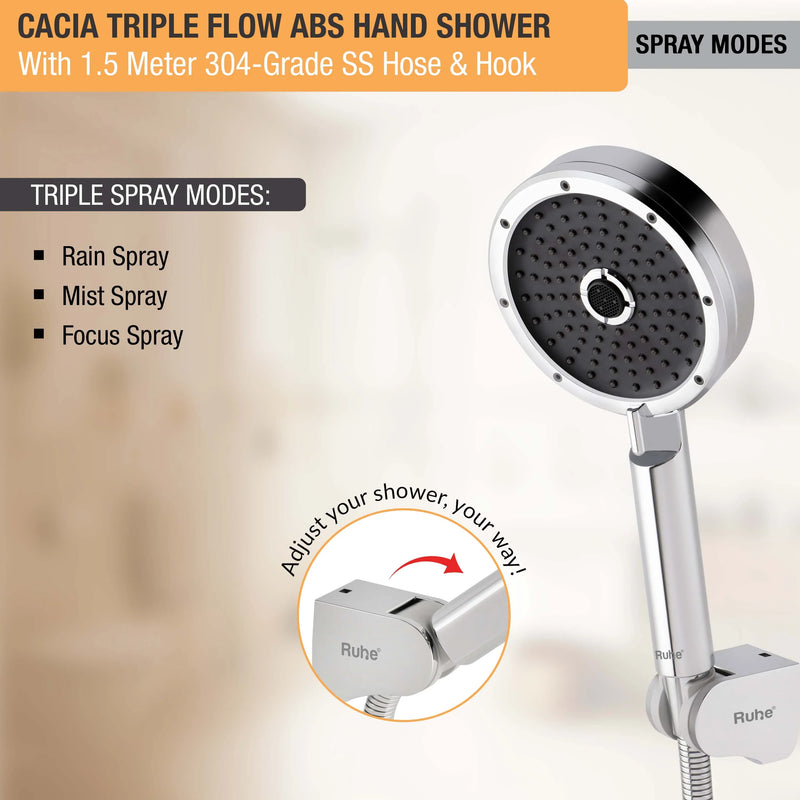 Cacia Multiflow Hand Shower with 304-grade SS Hose & Hook