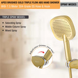 Apex Multiflow Hand Shower with 304-grade SS Hose & Hook
