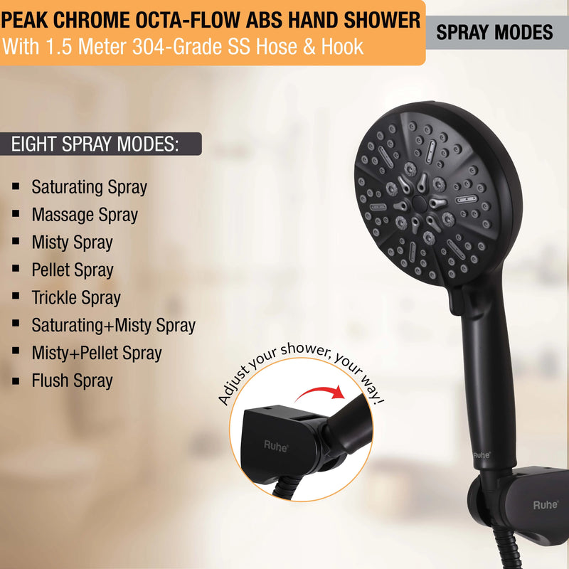 Peak Multiflow Hand Shower with 304-grade SS Hose & Hook
