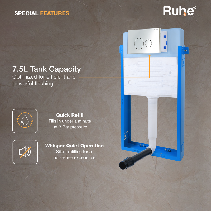 Pneumatic Concealed Cistern for Western Commode with Half Frame