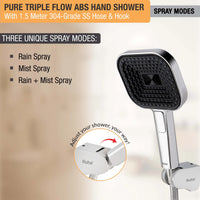 Pure ABS Multi Flow Hand Shower with 304-Grade Shower Tube & Hook – Chrome