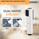 Target White Health Faucet with Dual Flow and 1 Meter 304-Grade SS Hose & Hook