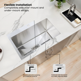 Handmade Single Bowl with Tap Hole Kitchen Sink (32 x 20 x 10 Inches) and 